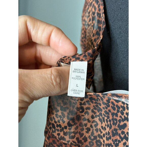 VTG Victoria's Secret Women's Large Y2K 90s Leopard Semi-Sheer Babydoll Top - Picture 6 of 11